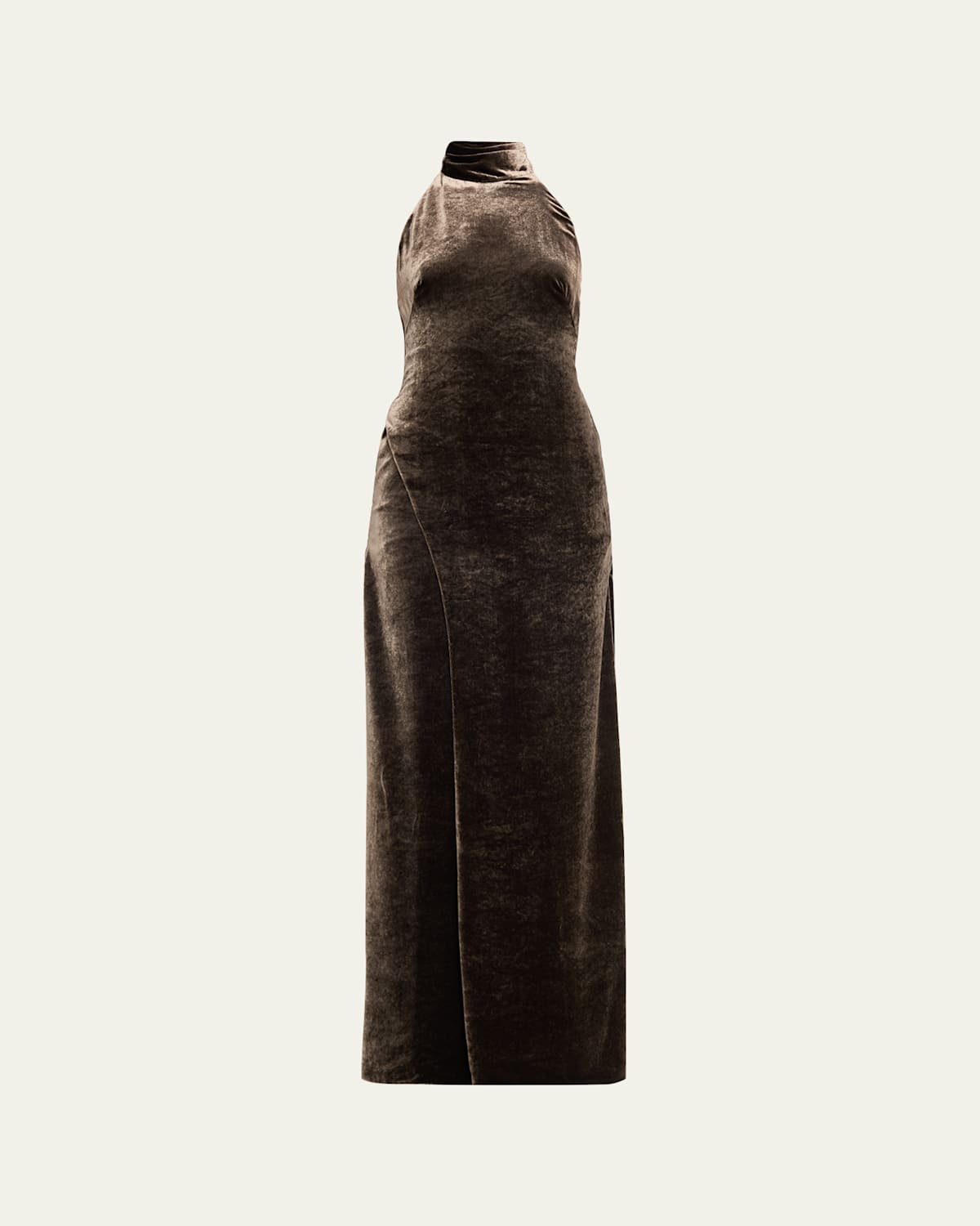 Ralph Lauren Tatum Velvet Halter Gown In Brown