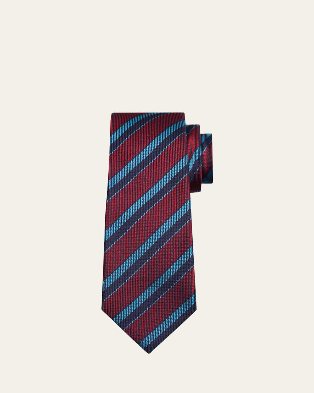 Kiton Men's Diagonal Stripe Silk 7-Fold Tie