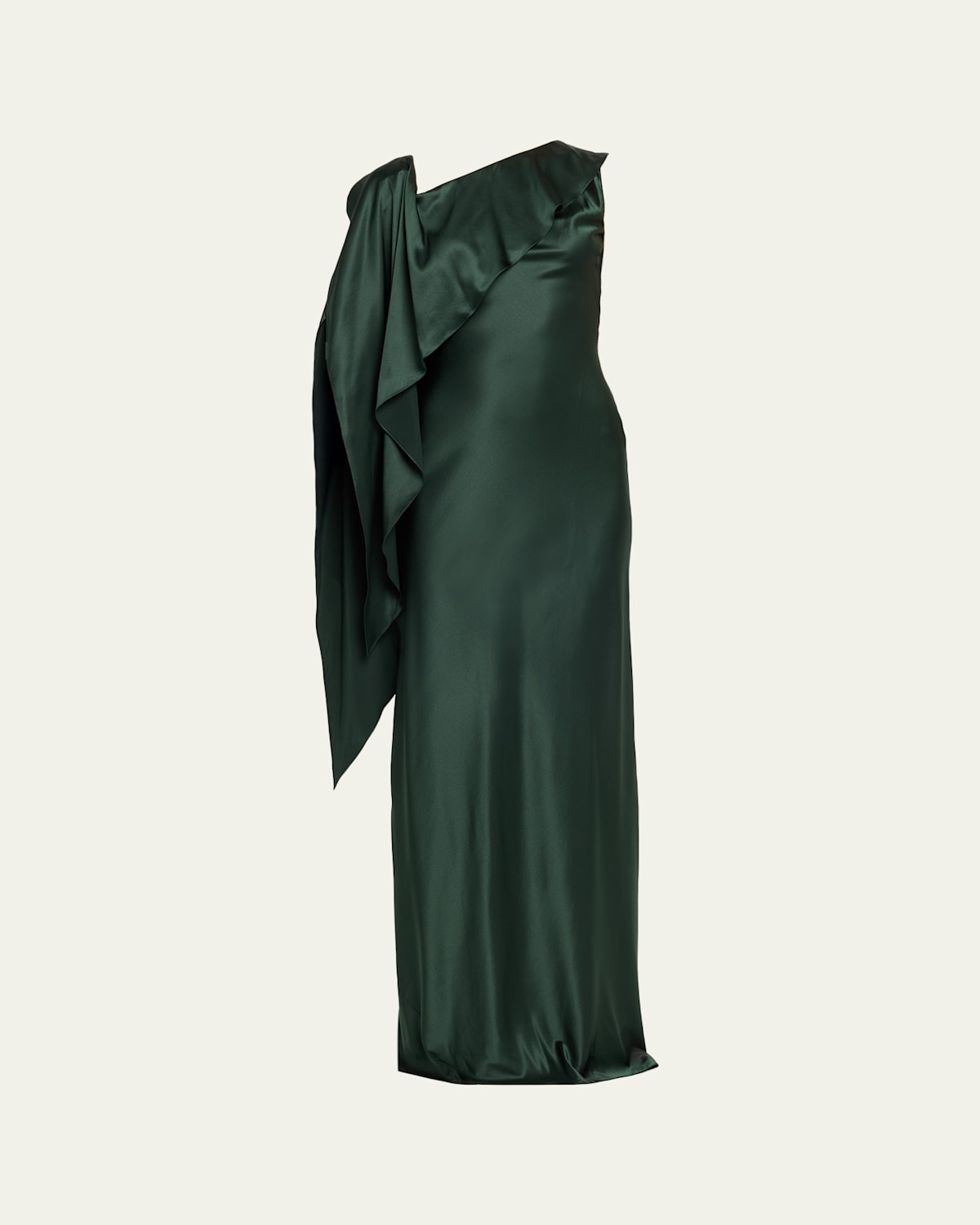Ralph Lauren Lizzie Asymmetric Silk Gown In Green