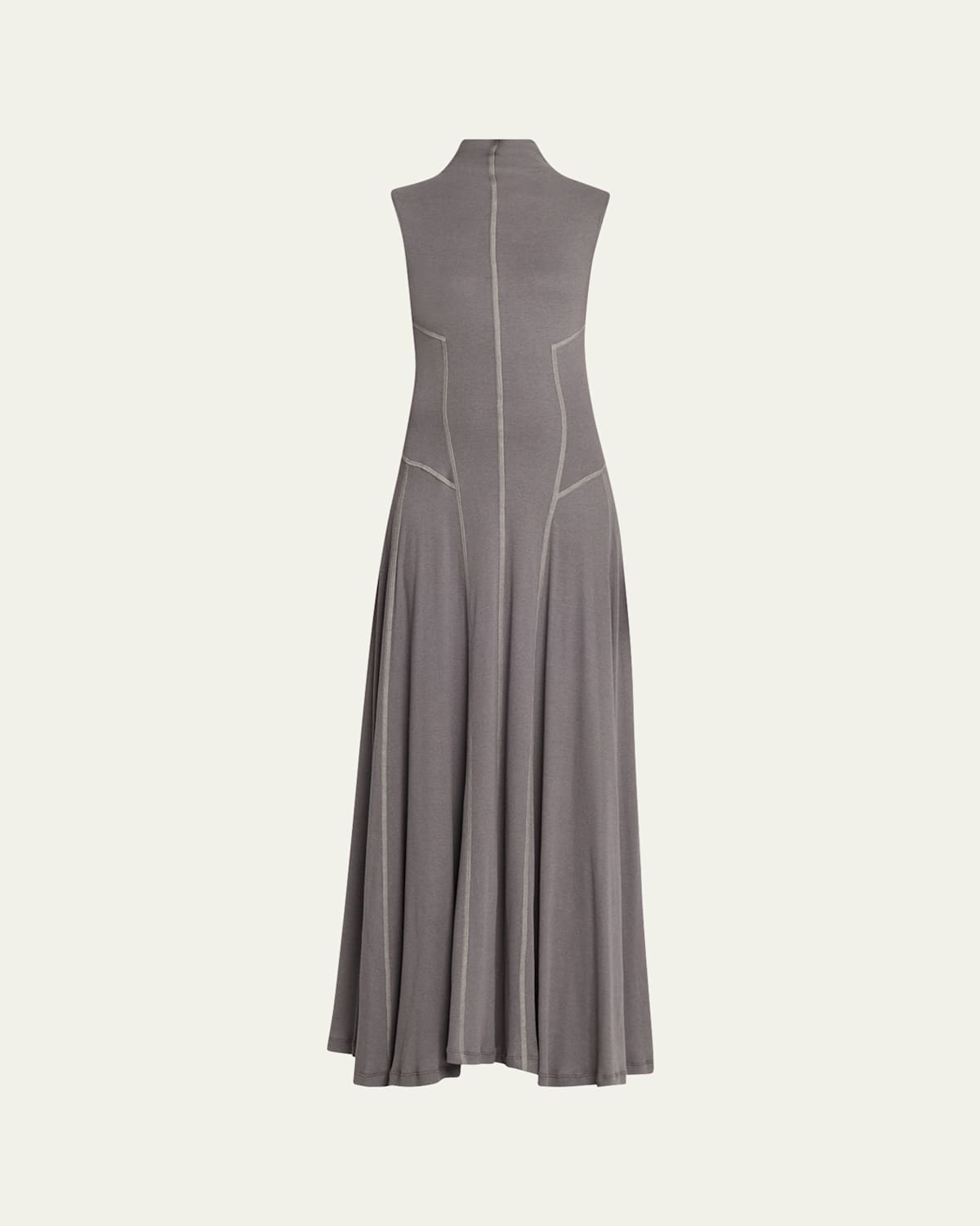 Jane Wade High-neck Rib-knit Gown In Gray
