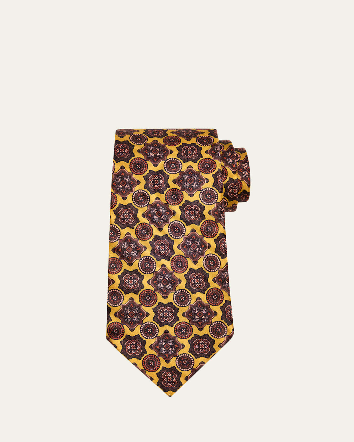 Kiton Men's Geometric Medallion Silk 7-Fold Tie
