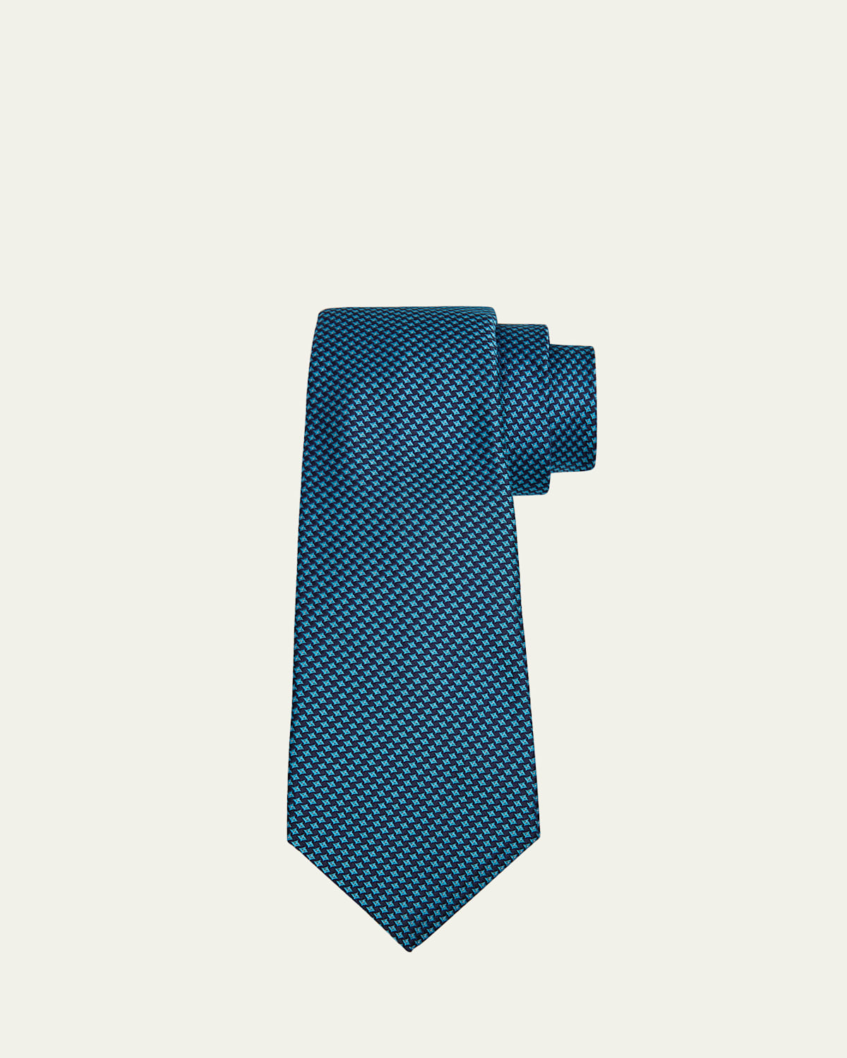 Kiton Men's Micro-Houndstooth Silk 7-Fold Tie
