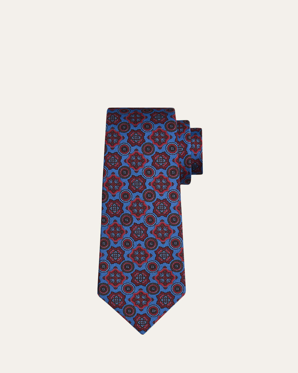 Kiton Men's Medallion Silk Seven-Fold Tie