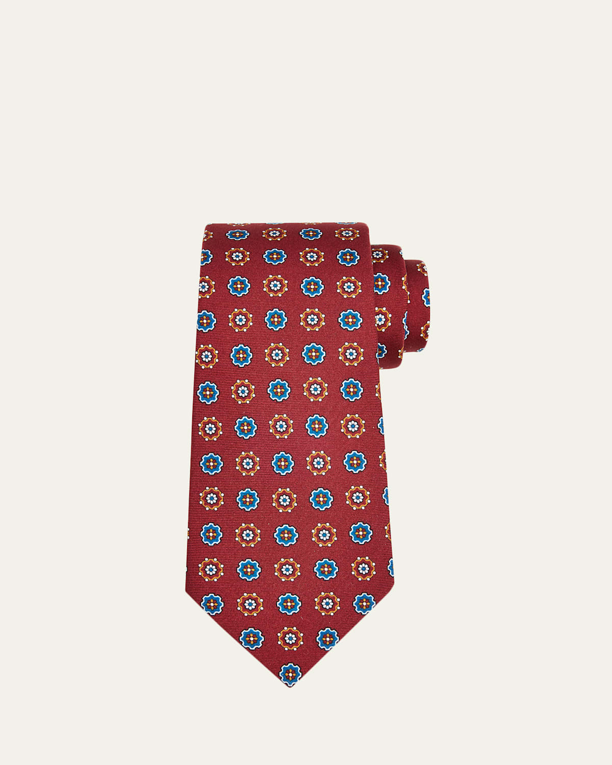 Kiton Men's Rust Medallion Silk Tie