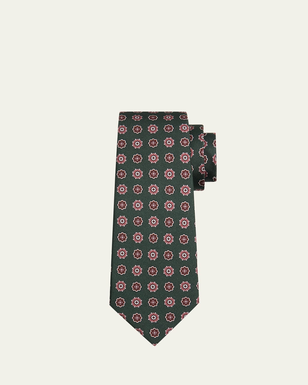 Kiton Men's Round Medallion Silk 7-Fold Tie