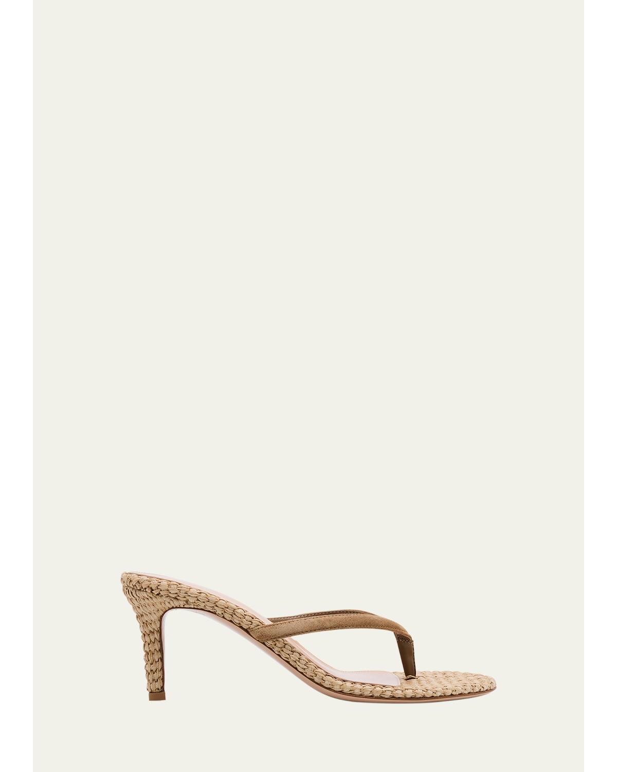 Raffia Heeled Thong Sandals