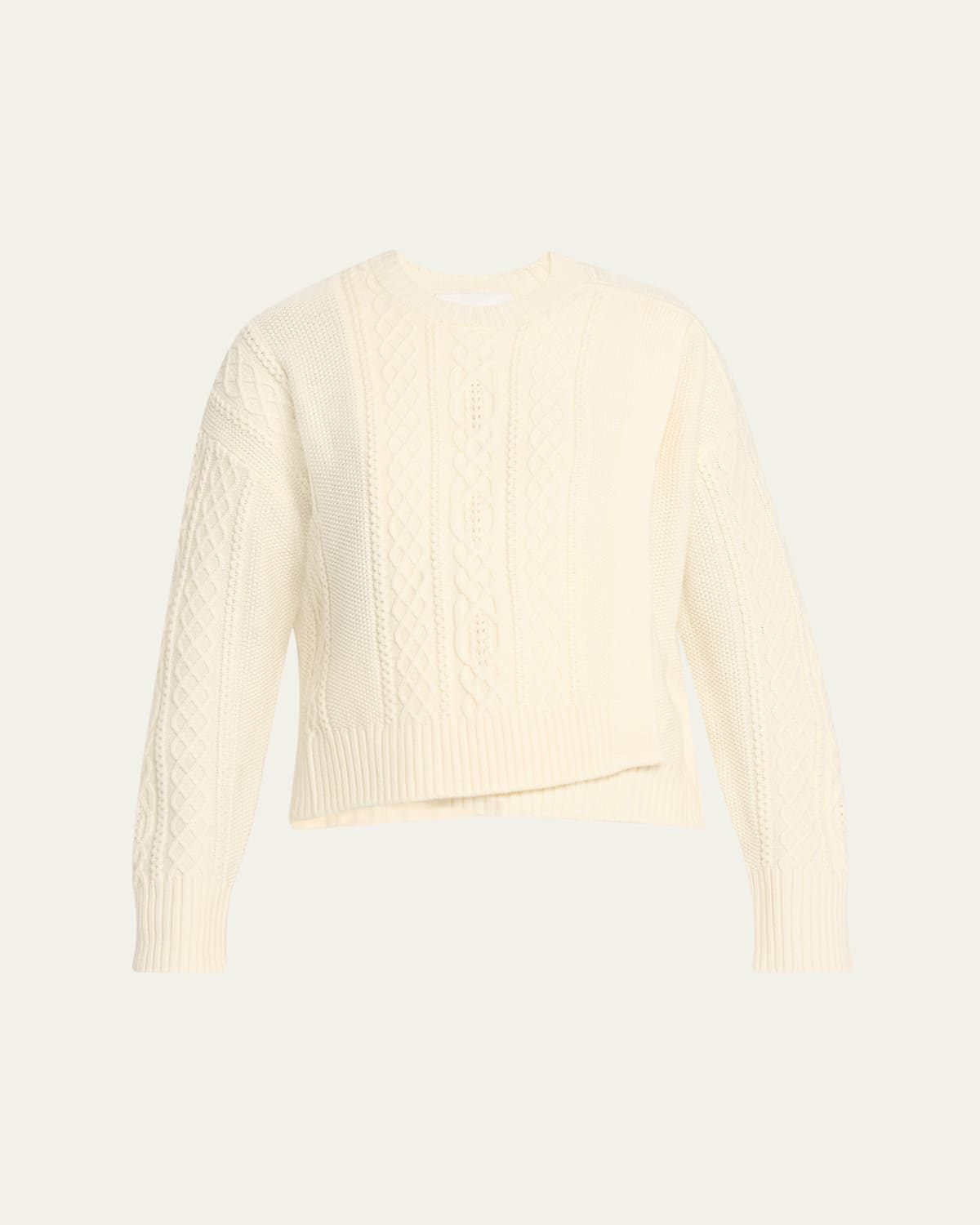3.1 Phillip Lim Cable Mix Double-layer Wool Crewneck Sweater In Neutral