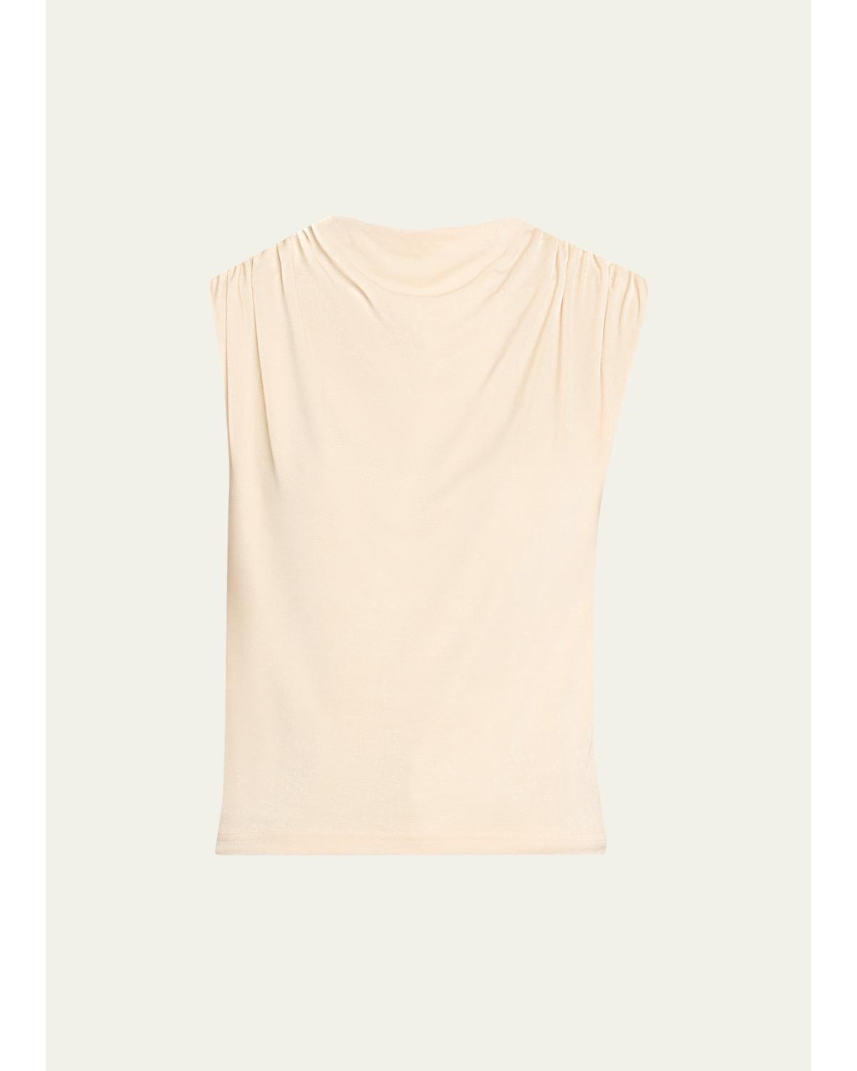 Anna Quan Emi Draped Jersey Top In Neutral