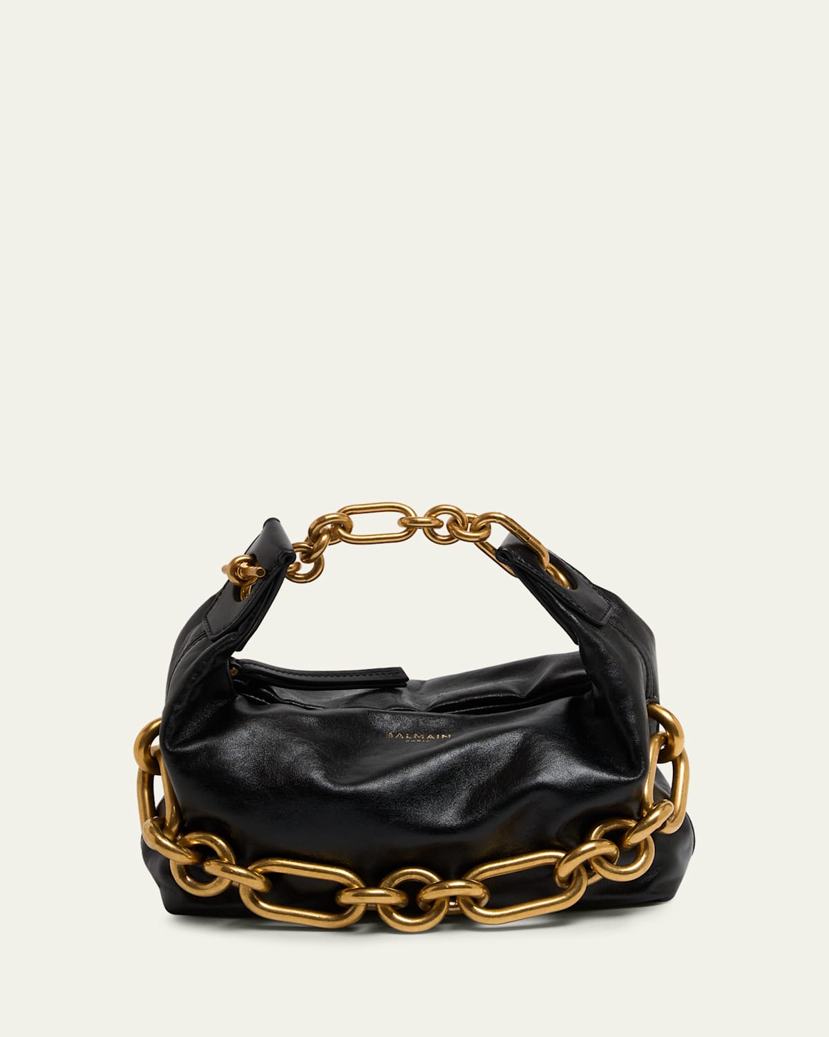 Balmain Sync Mini Chain Leather Top-handle Bag In Black