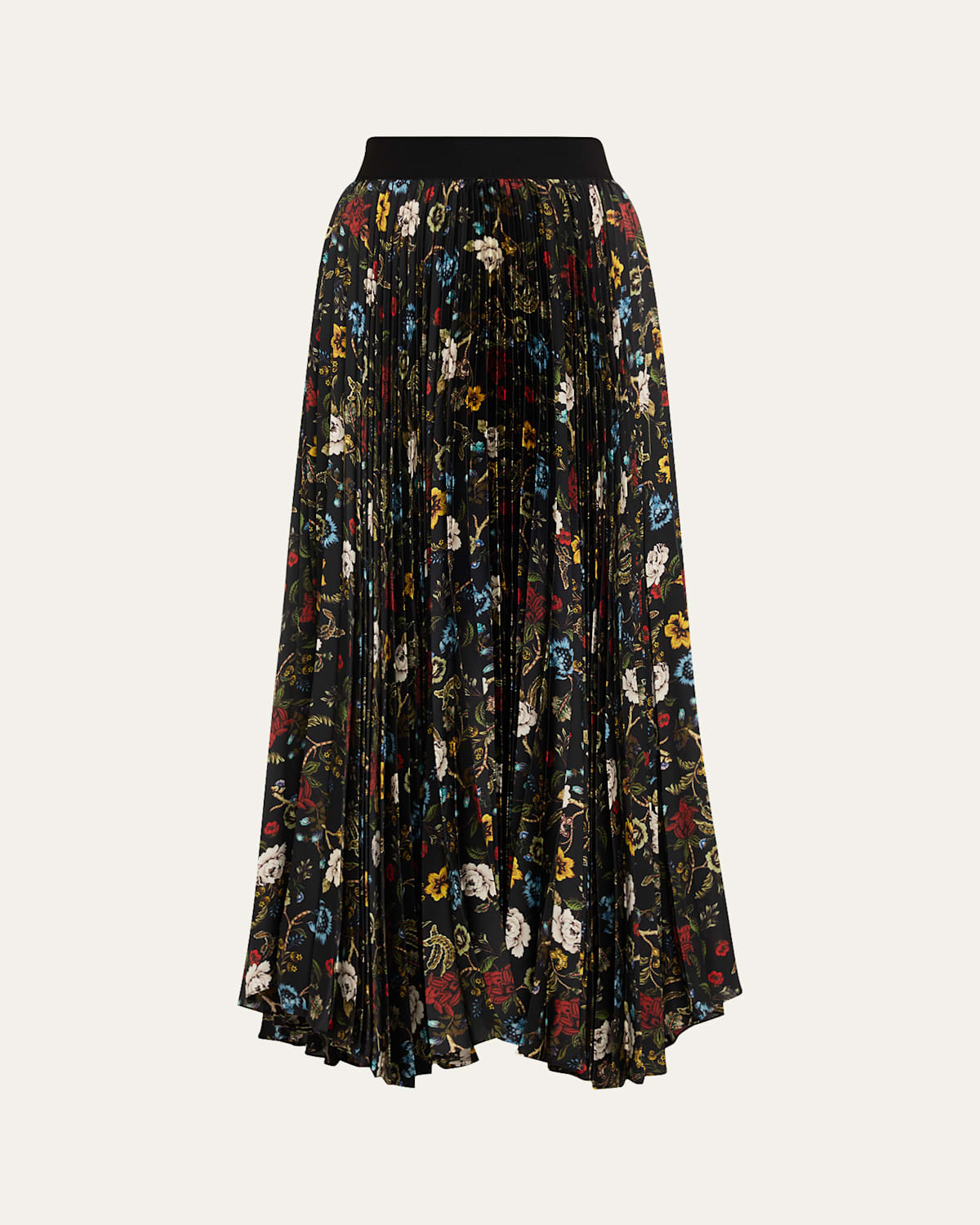 Alice And Olivia Tapestry Trails Katz Asymmetric Pleated Maxi Skirt
