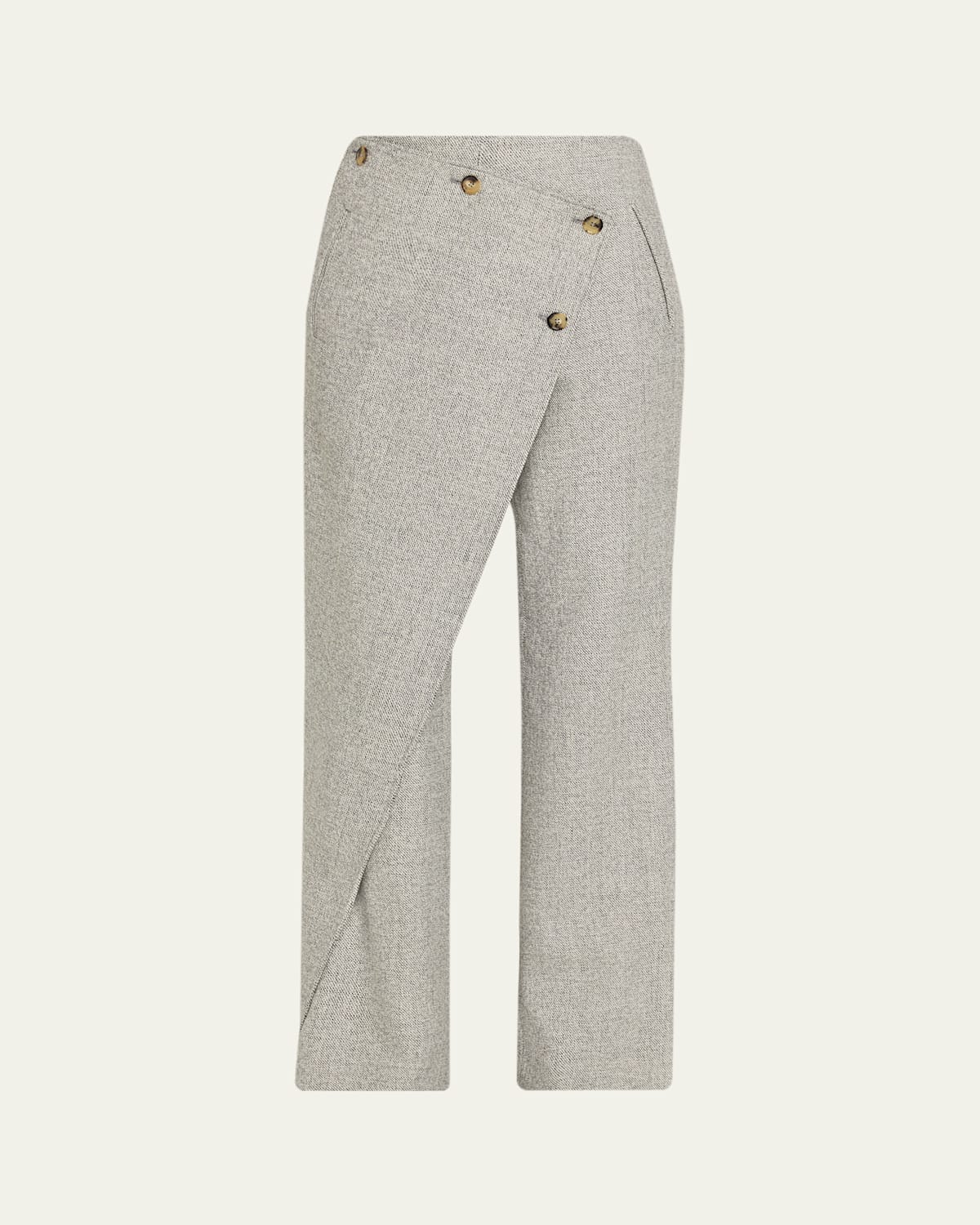 Courrèges Oblique Caviar Wool Straight-leg Apron Pants In Gray