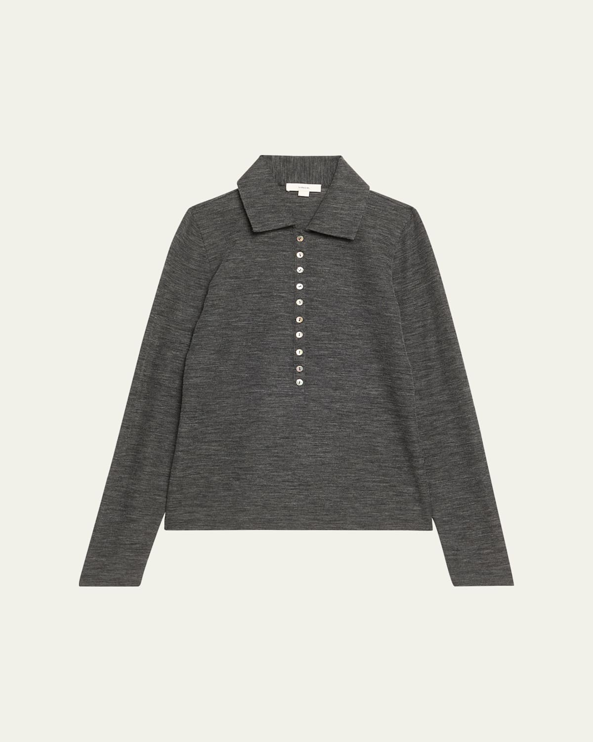 Vince Long-sleeve Fine Wool Buttoned Top In Gray