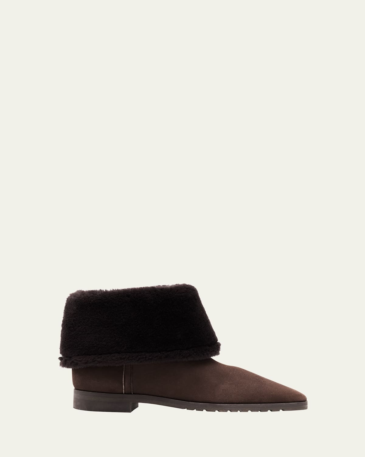 Totême Fold Down Shearling Suede Ankle Boots In Brown