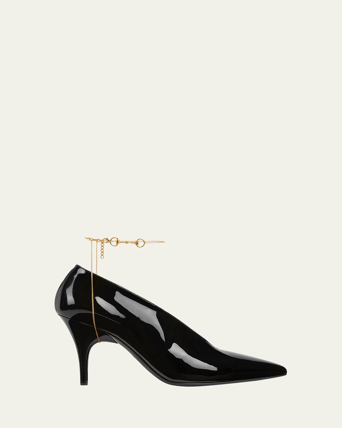 Gucci Musa Vernic Patent Leather Anklet Pumps