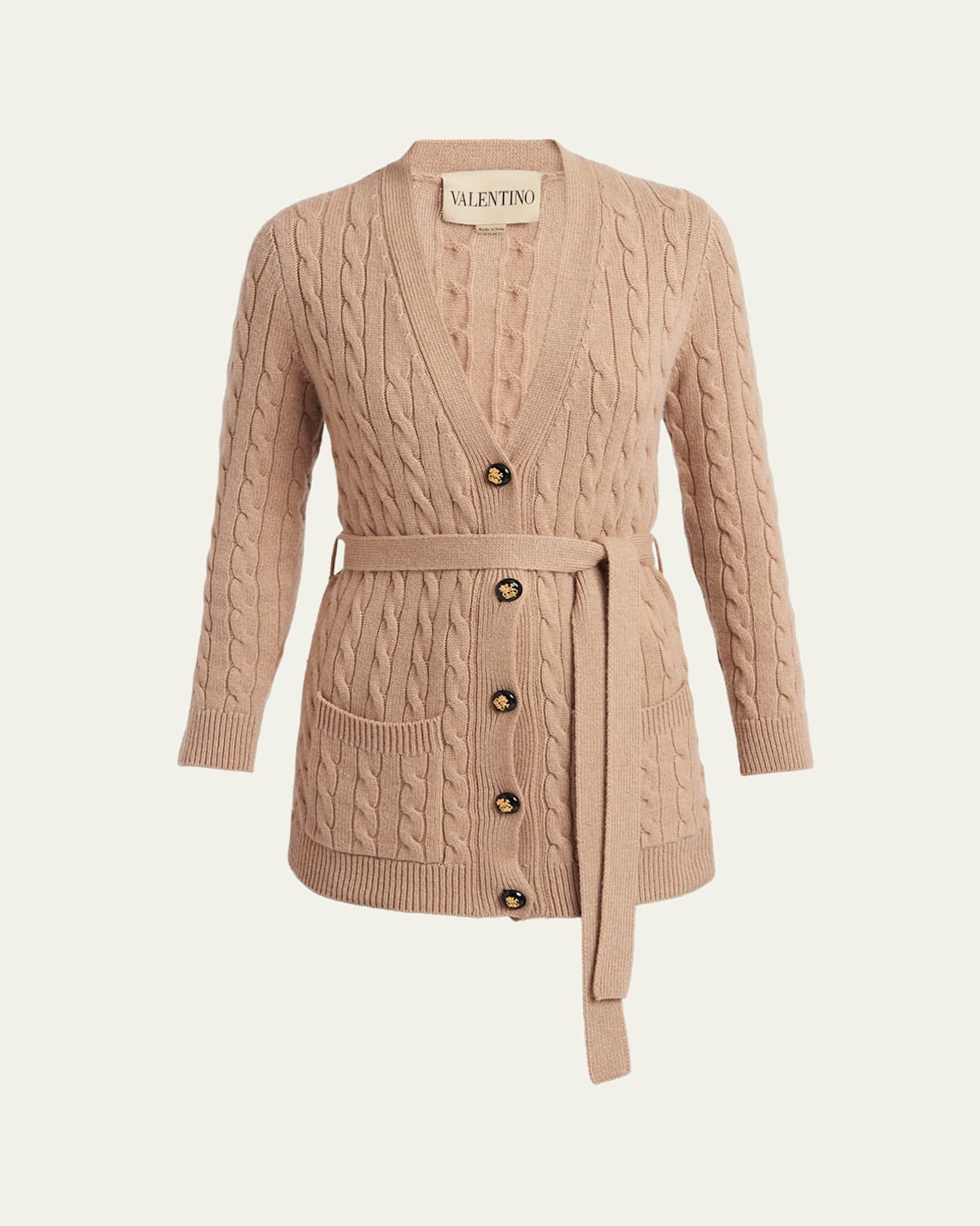 Valentino Cable-knit Longline Cashmere Cardigan