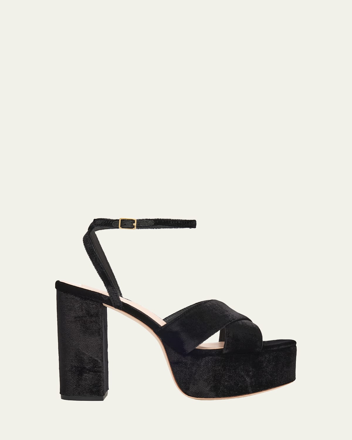 Loeffler Randall 130mm Loretta Velvet Platform Sandals In Black