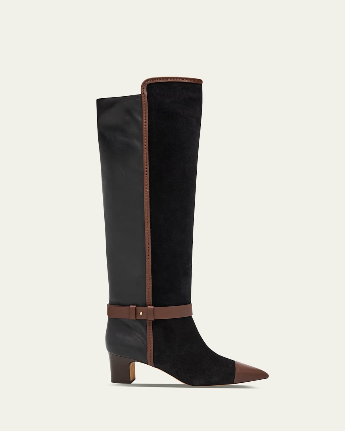 Ulla Johnson Kiki Patchwork Suede And Leather Over-the-knee Boots In Black