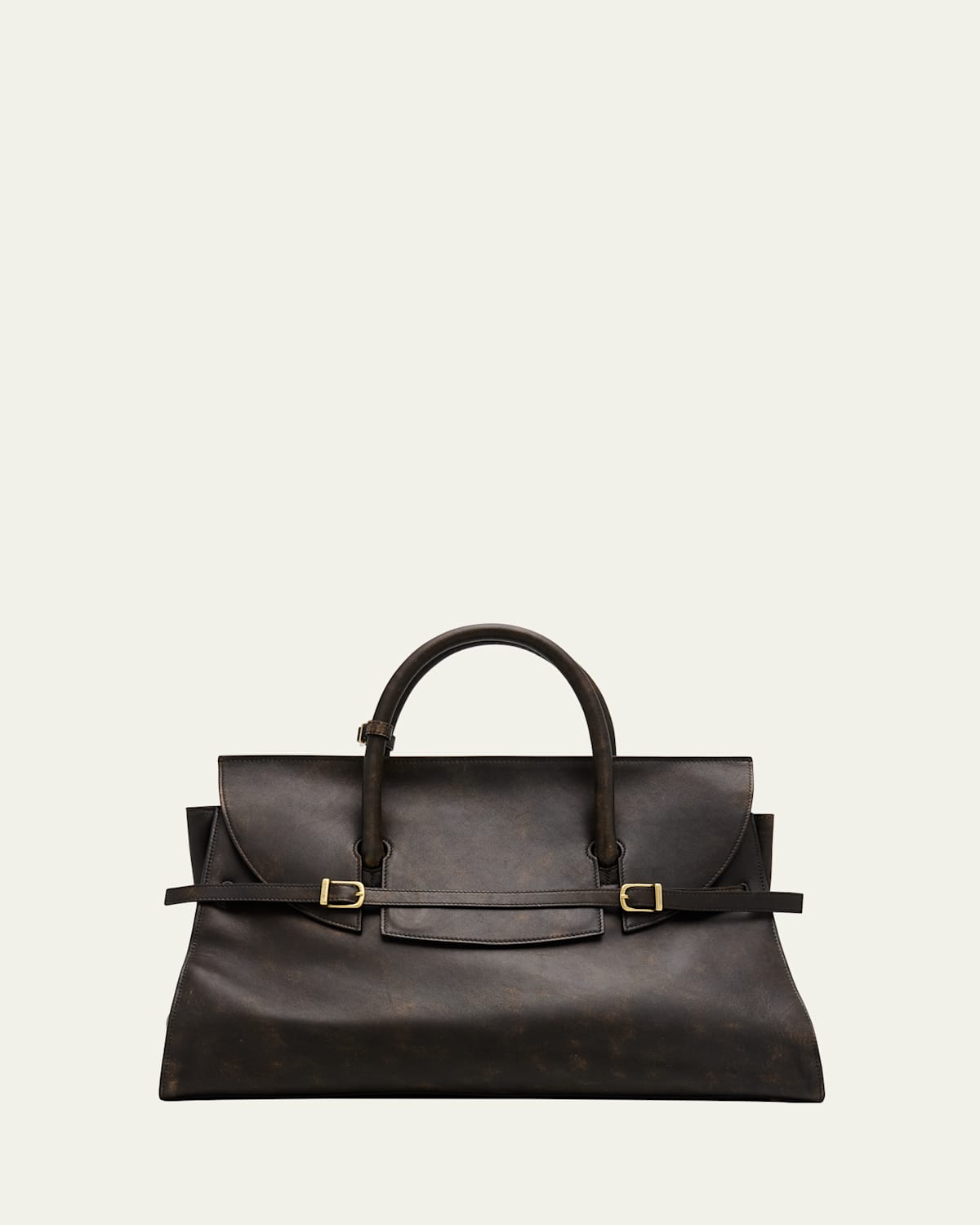 Simkhai River Belted Distressed Leather Tote Bag In Brown