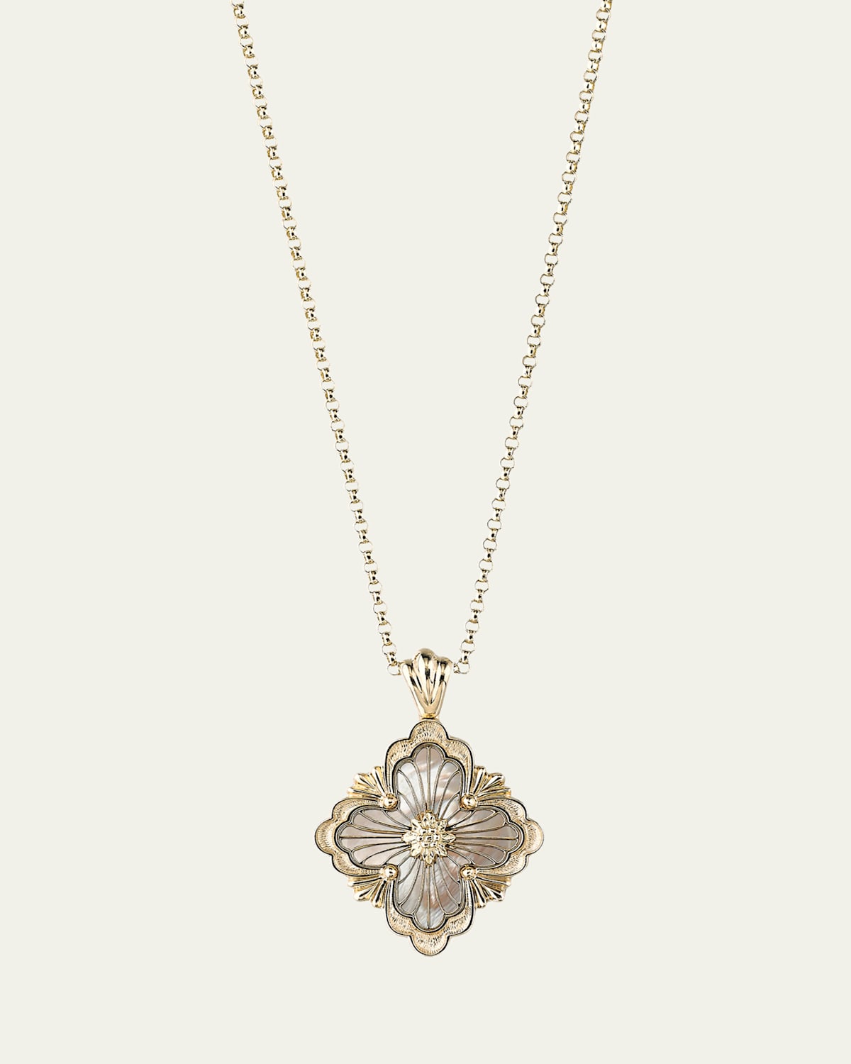 Buccellati Opera Tulle 18K Yellow Gold Mother-of-Pearl Pendant Necklace