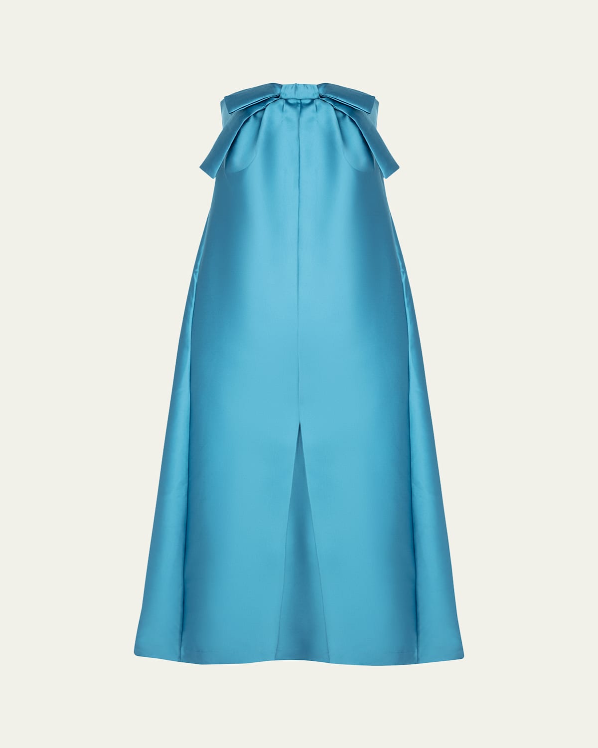 Bernadette Jacques Strapless Bow Overlay Satin Gown In Blue