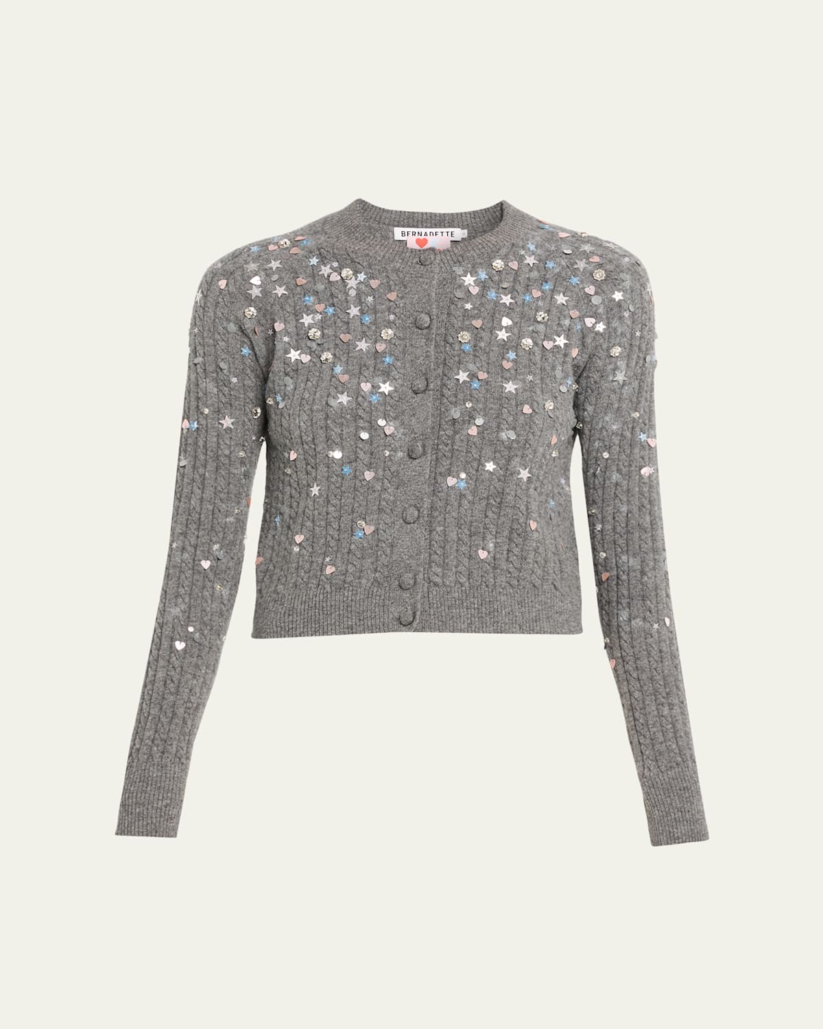 Bernadette Gilberte Stardust Cable-knit Cardigan In Gray