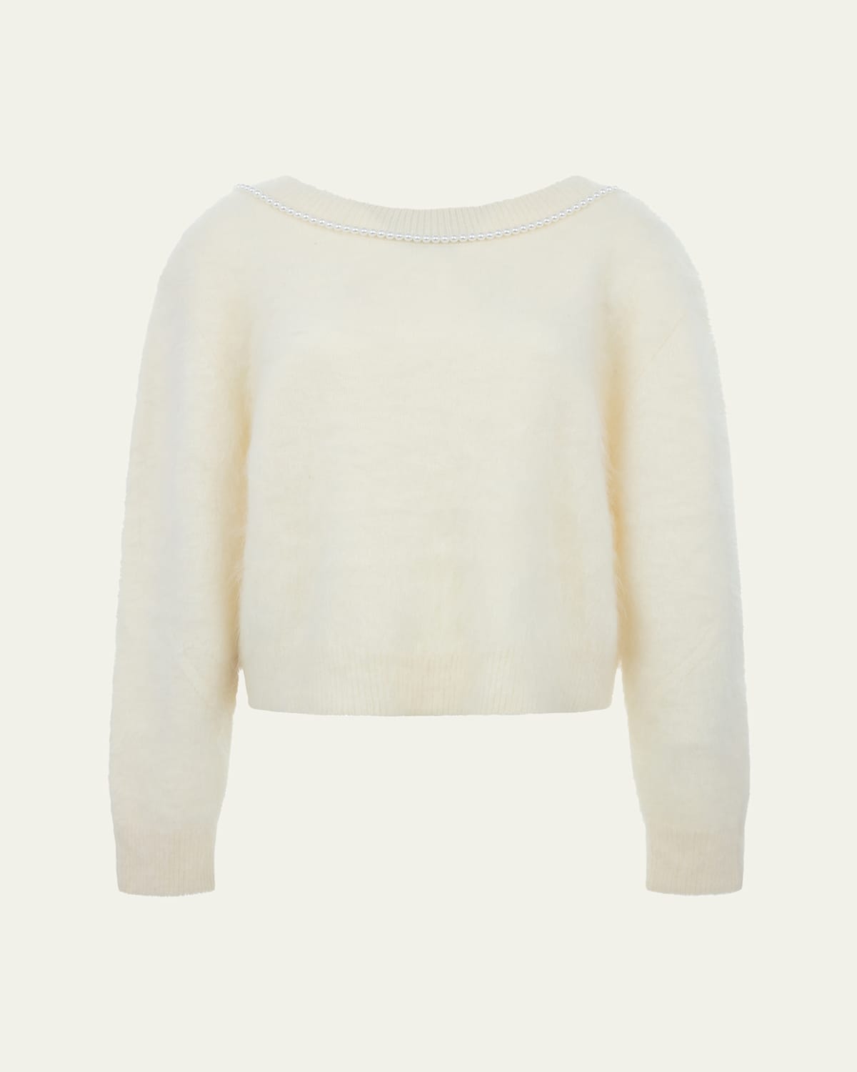 Bernadette Solene Pearly Low-back Cashmere Sweater In White