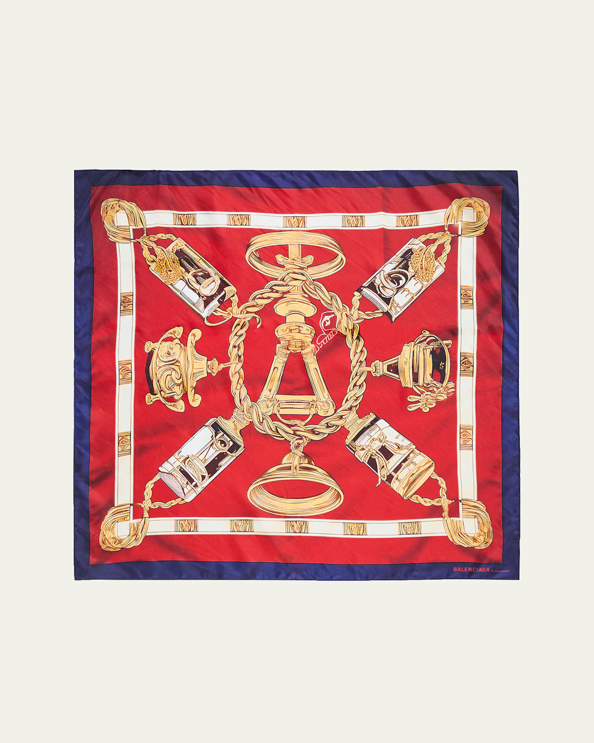 Balenciaga Ai Square Silk Scarf In Red