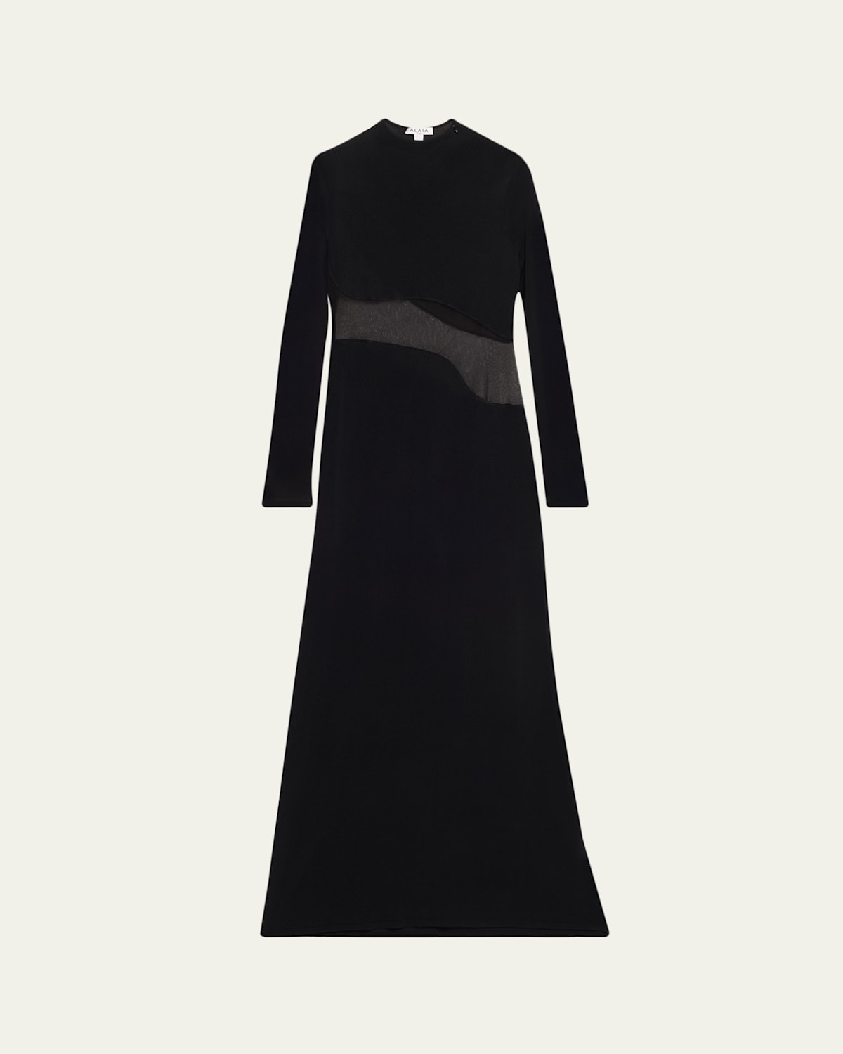 Alaïa Sheer Bodice High-neck Dress In Black