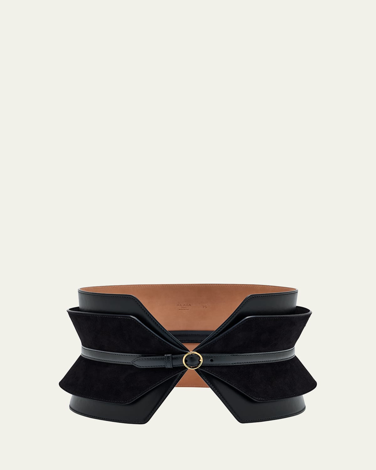 Alaïa Double Bustier Belt In Leather And Suede In Black