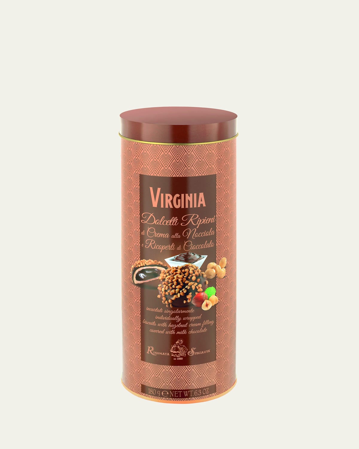 Amaretti Virginia Hazelnut Cream-Filled Biscuits in Gift Tube, 6.3 oz.