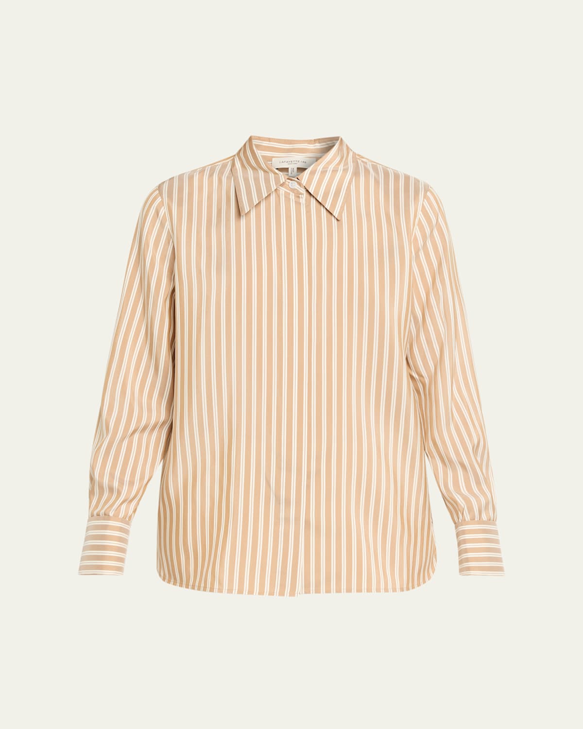 Lafayette 148 Button-down Striped Silk Blouse In Brown
