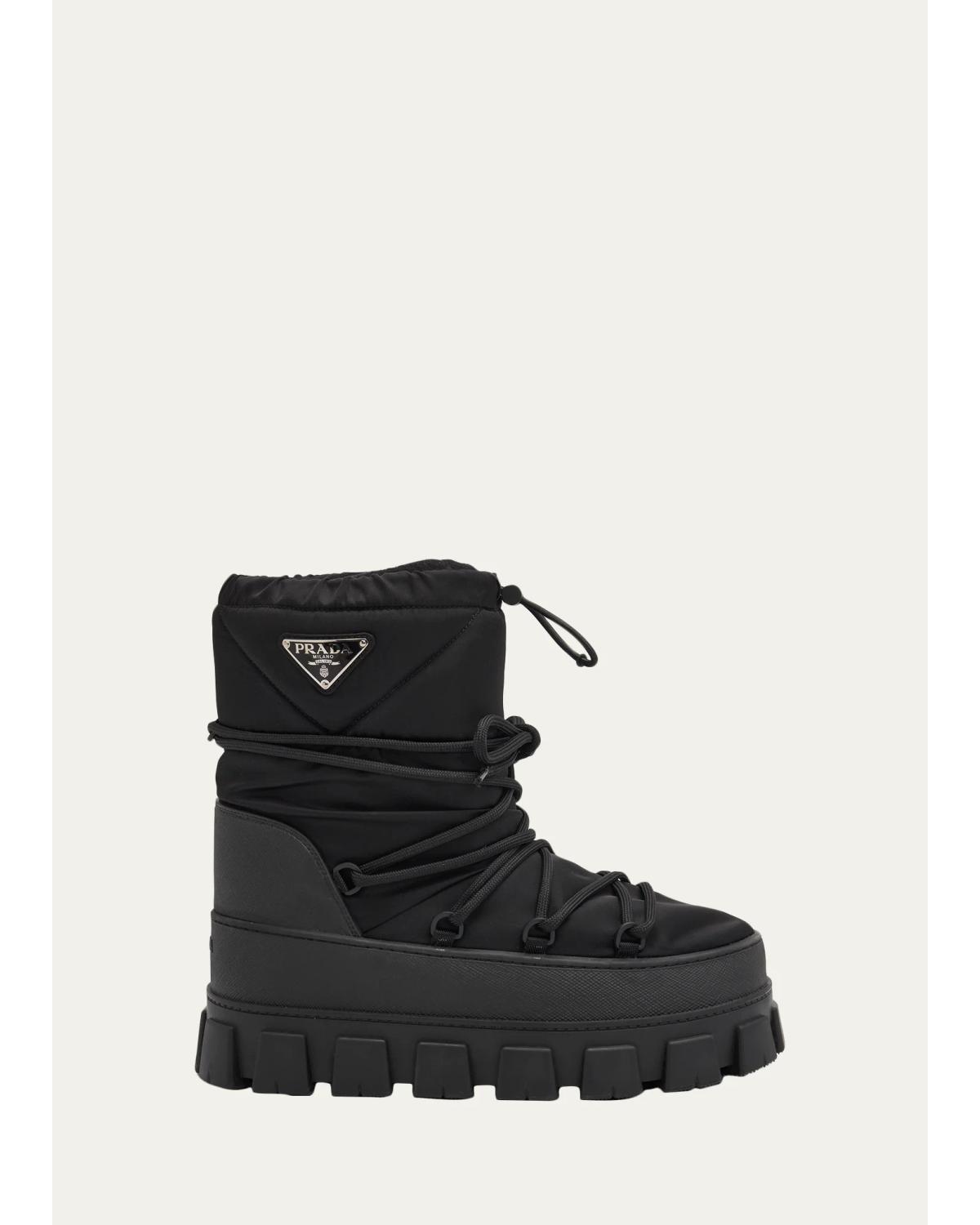 Triangle Logo Lug-Sole Nylon Snow Boots