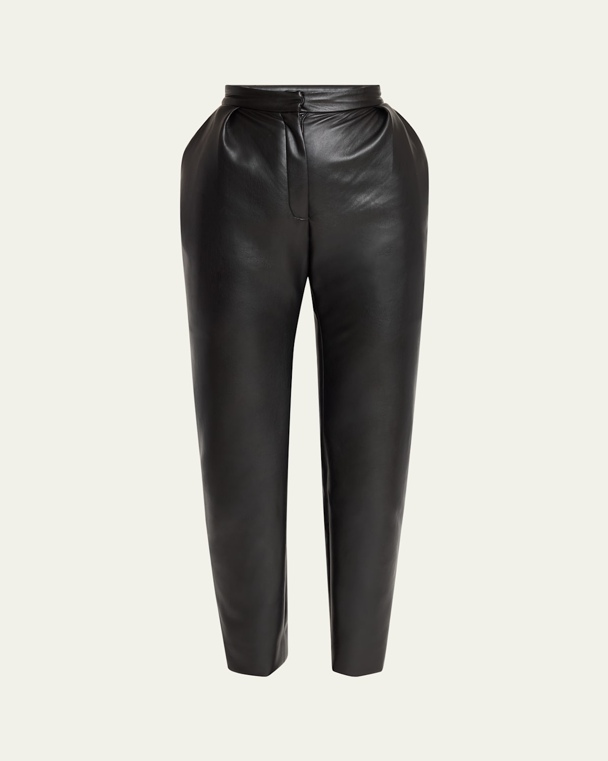 Balmain Eco Leather Pleated Tapered-leg Pants In Black
