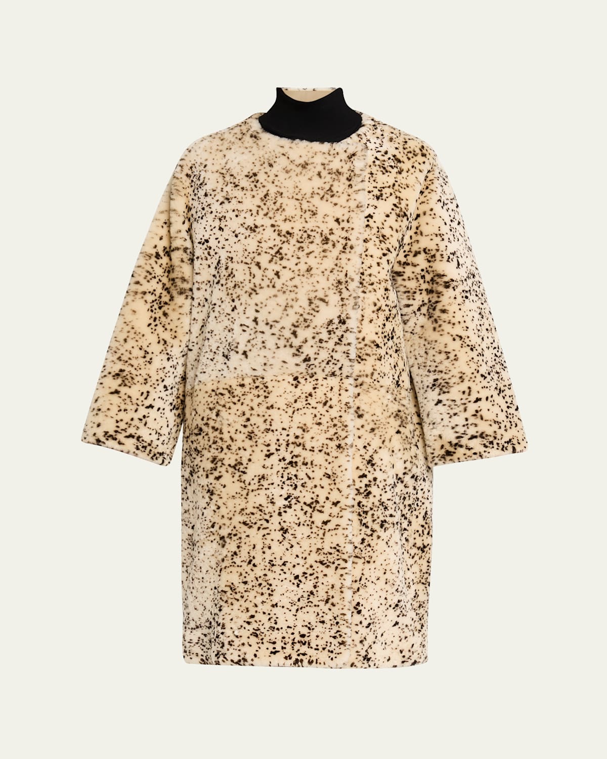 Totême Spotted Lamb Shearling Double-breasted Coat In Neutral