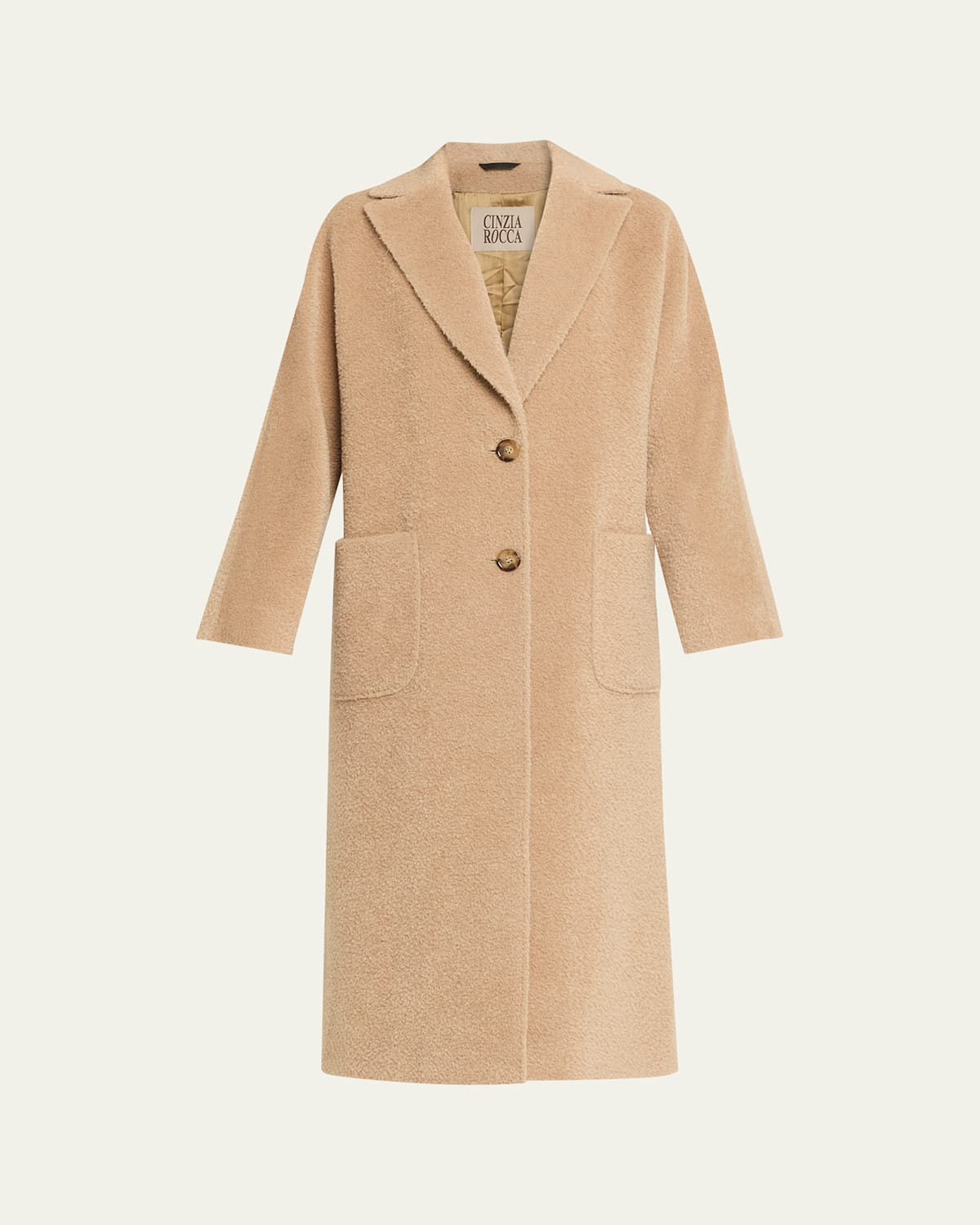 Cinzia Rocca Long Notch Collar Coat In Brown