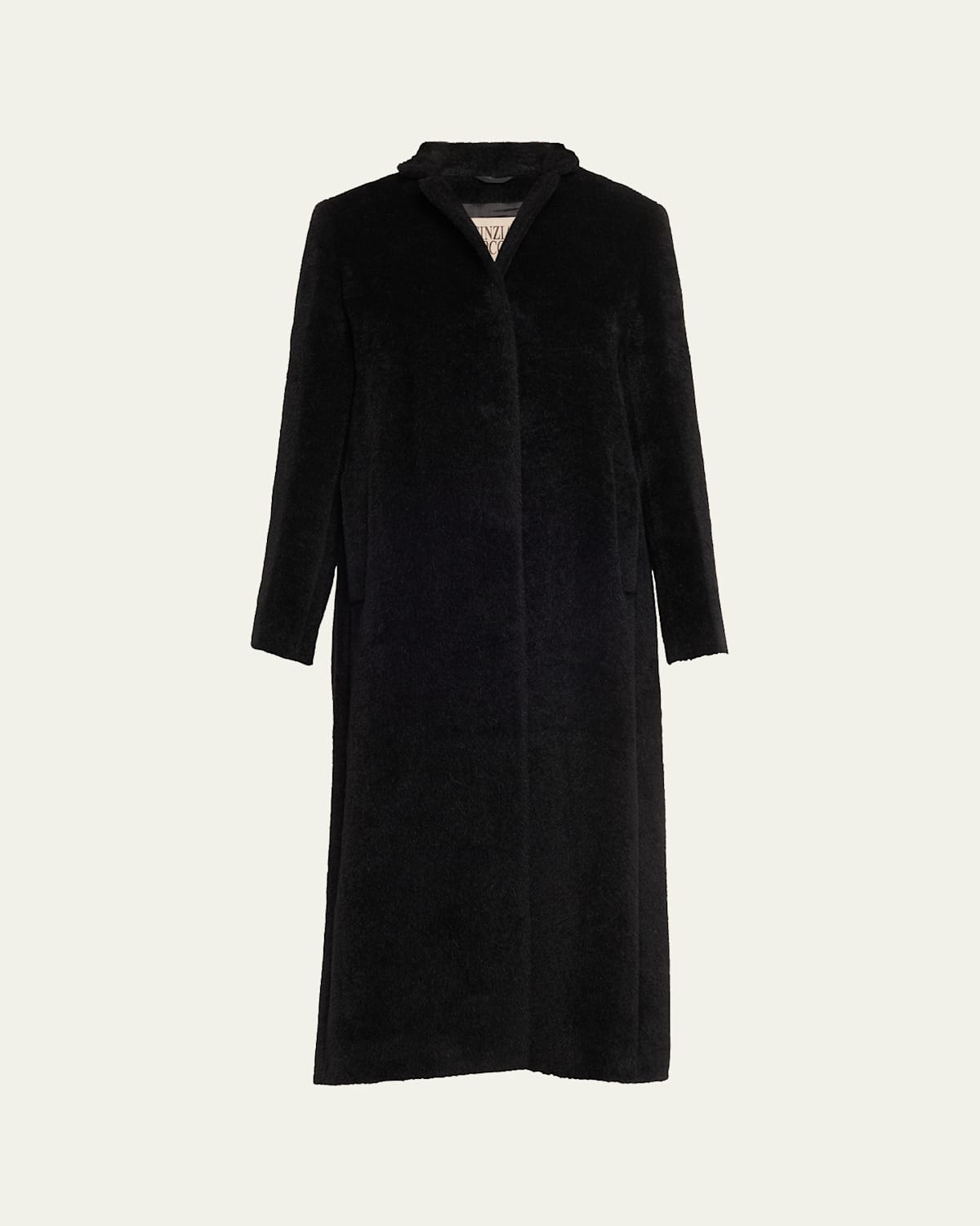 Cinzia Rocca Long Stand Collar Coat In Black