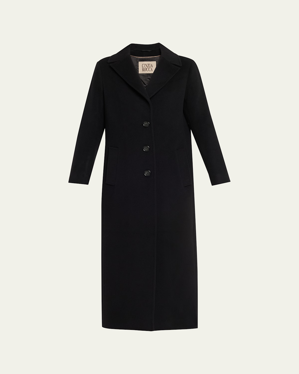 Cinzia Rocca Long 3-button Notch Collar Coat In Black