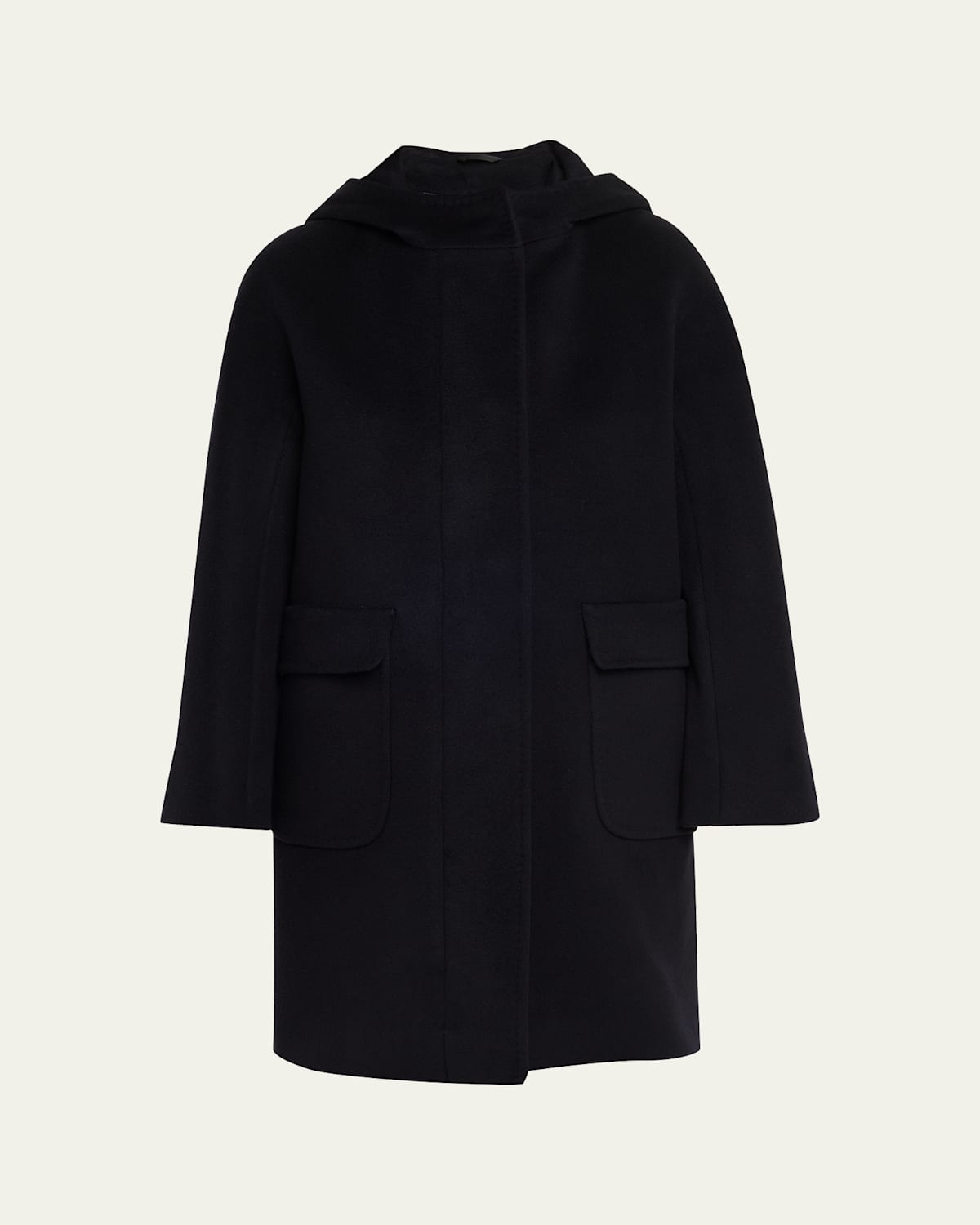 Cinzia Rocca Wool Walking Coat With Hood In Black