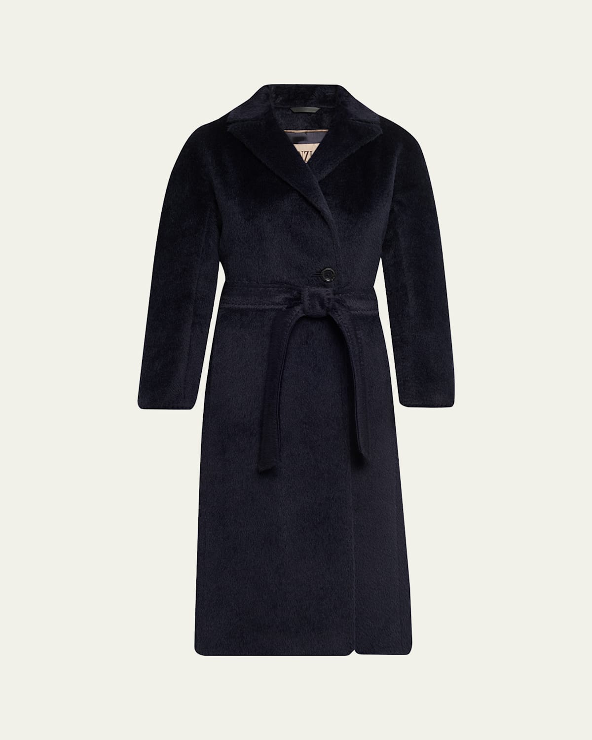 Cinzia Rocca Pressed Alpaca Wool Blend Wrap Coat In Blue