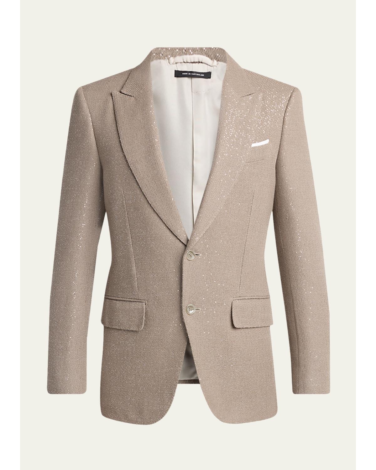Men'S Sequin Boucle Peak Lapel Sport Coat