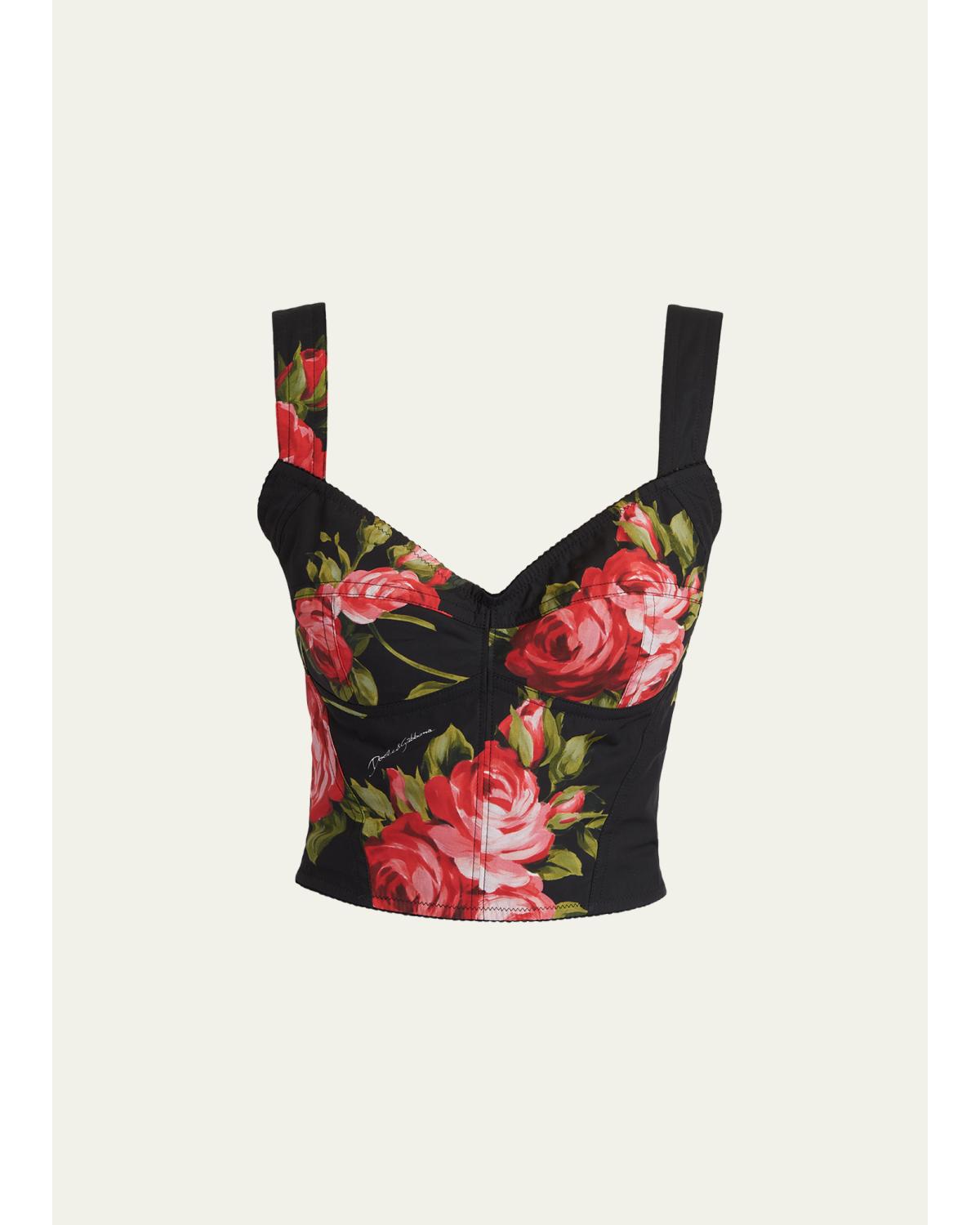 Floral-Print Corset Top