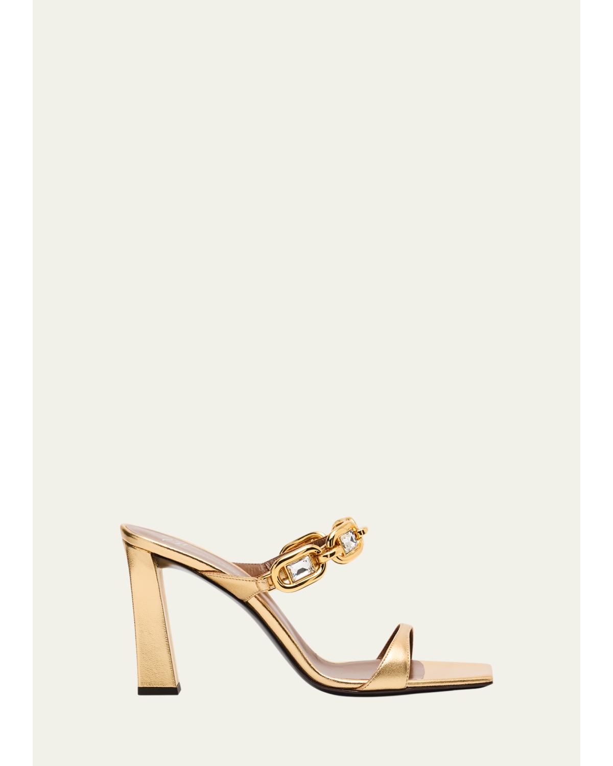 90mm Jewel Metallic Leather Sandals