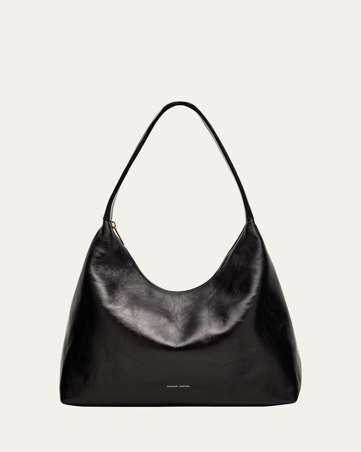 Mansur Gavriel Candy Crinkled Leather Hobo Bag In Black