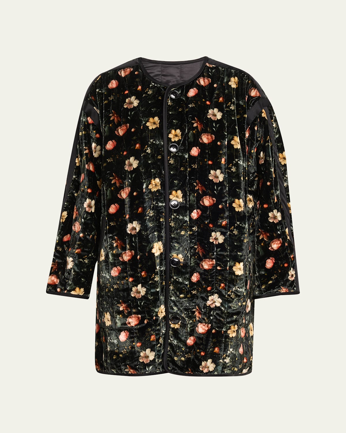 R13 Padded Floral Velvet Liner Coat