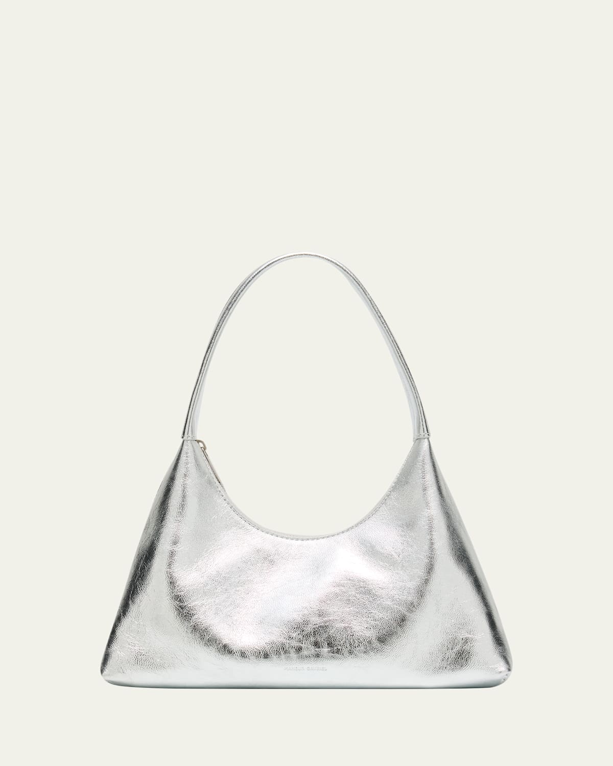 Mansur Gavriel Candy Mini Metallic Leather Hobo Bag In Silver