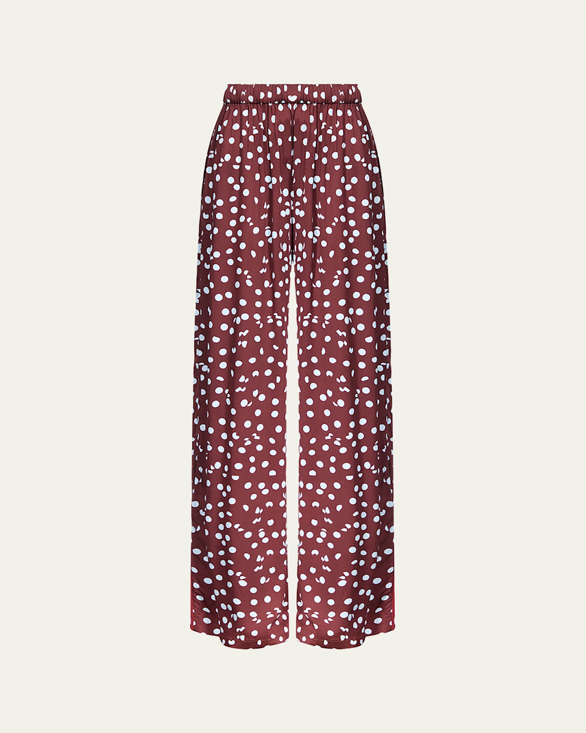 Diane Von Furstenberg X Henry Zankov Verick Wide-leg Polka Dot Silk Pants In Burgundy
