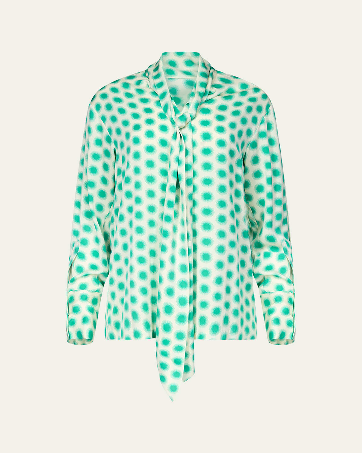 Diane Von Furstenberg X Henry Zankov Eldridge Oversized Sunburst Tie-neck Top In Green