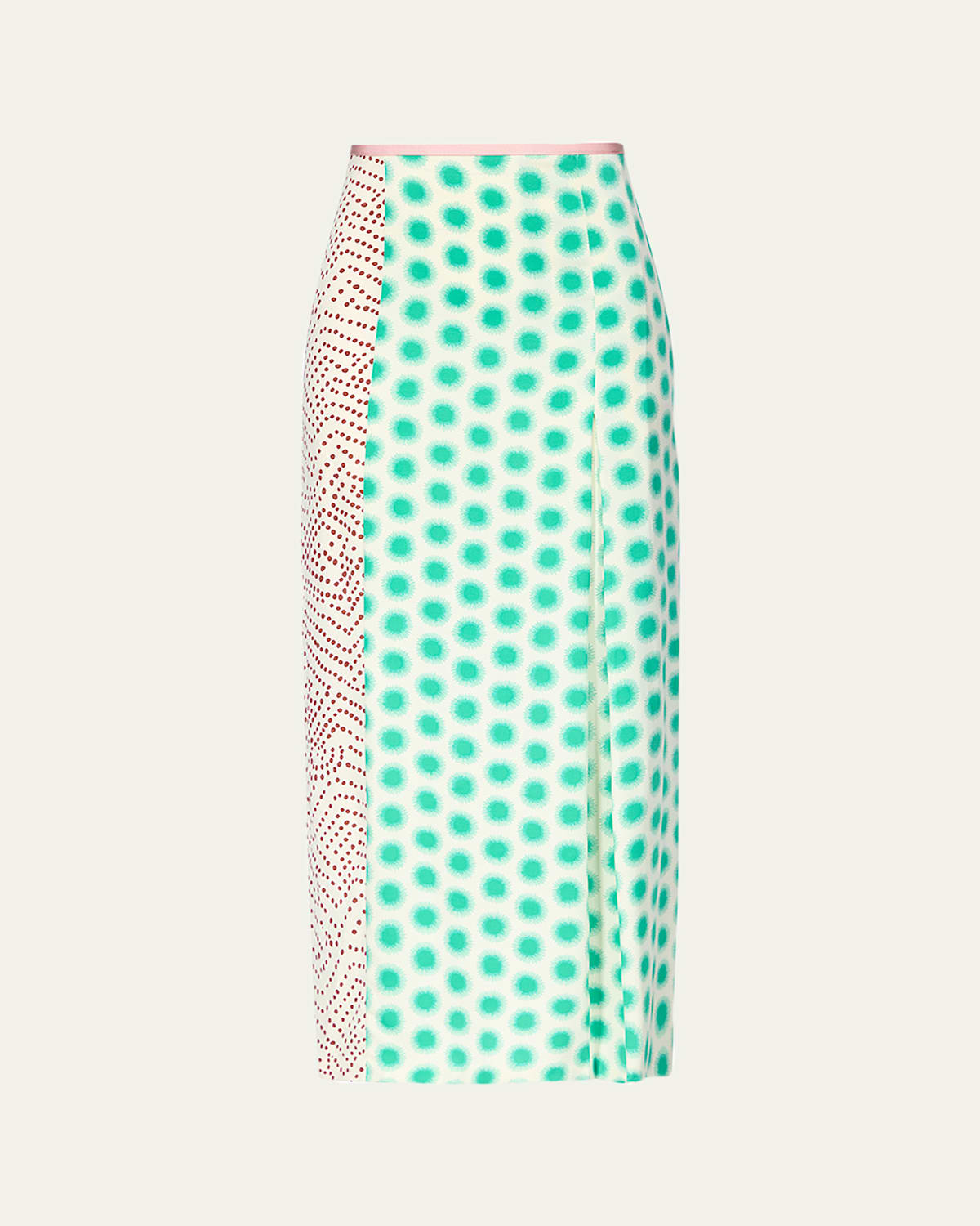 Diane Von Furstenberg X Henry Zankov Chrystie Dotted Straight Midi Skirt In Green