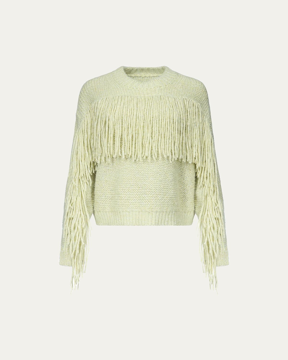 Diane Von Furstenberg X Henry Zankov Cornelia Fringed Shimmer-knit Sweater In Green
