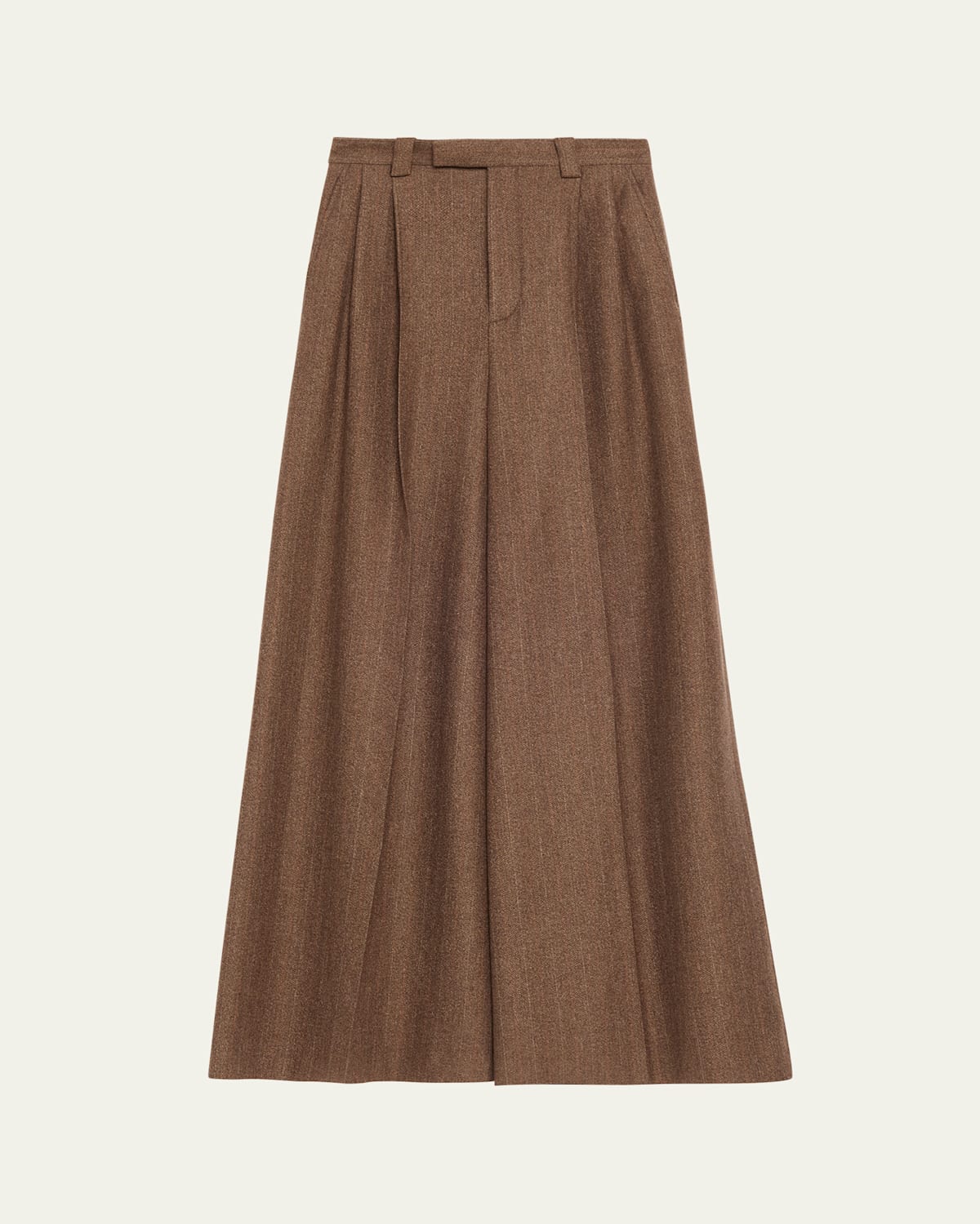 Loro Piana Timon Metallic Pinstriped Wide-leg Wool-cashmere Trousers In Brown
